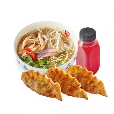 Комбо №2: Суп на выбор, Гёдза (3 шт), Морс