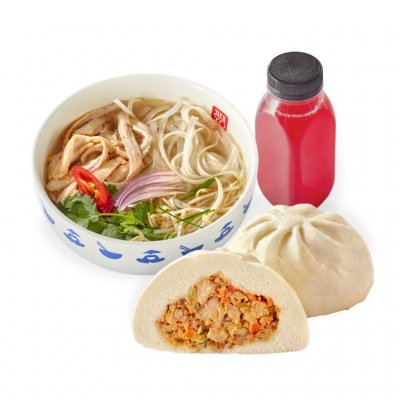 Комбо №4: Суп на выбор, Пигоди с курицей терияки, Морс