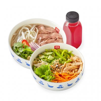 Комбо №5: Суп на выбор, Салат с курицей, Морс