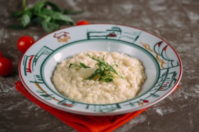 Сливочное ризотто с тартаром из тунца