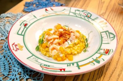 Тыквенное ризотто с креветками