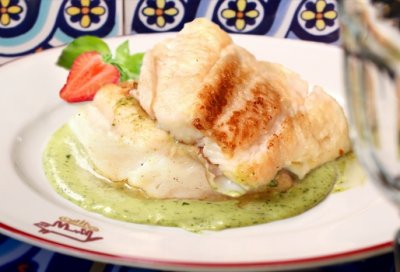 Судак портофино с соусом песто