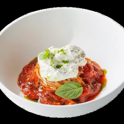 Паста с томатами и страчателлой