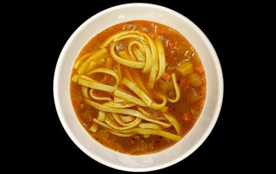 Лагман с чесночными тостами