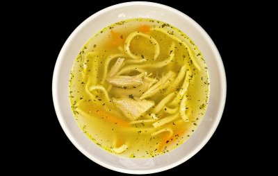 Суп куриный с чесночными тостами