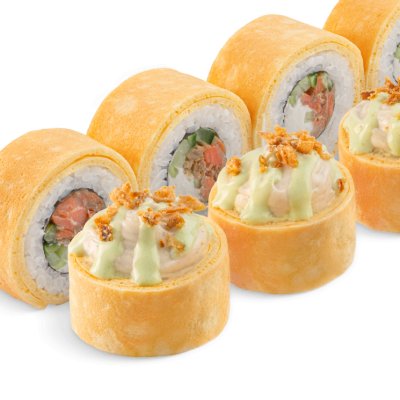 Ролл с лососем в сладком васаби