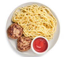 Котлеты домашние со спагетти и кетчупом