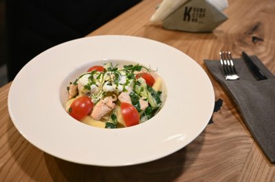 Паста с Лососем и Шпинатом